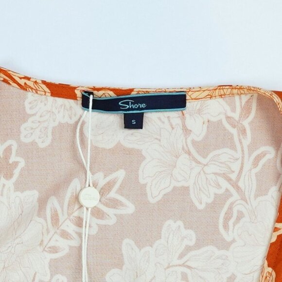 Shore Brand Orange Floral Mini Dress Long Sleeves Ruffle Hem - Size Small - NWT - Picture 5 of 7